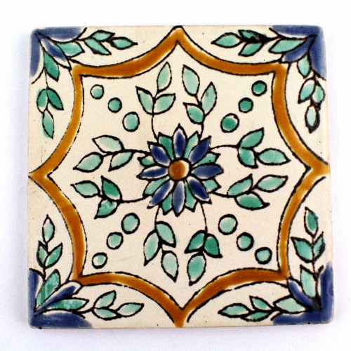 CARO チュニジア手描きタイル 部分艶消し 10x10 薄 10