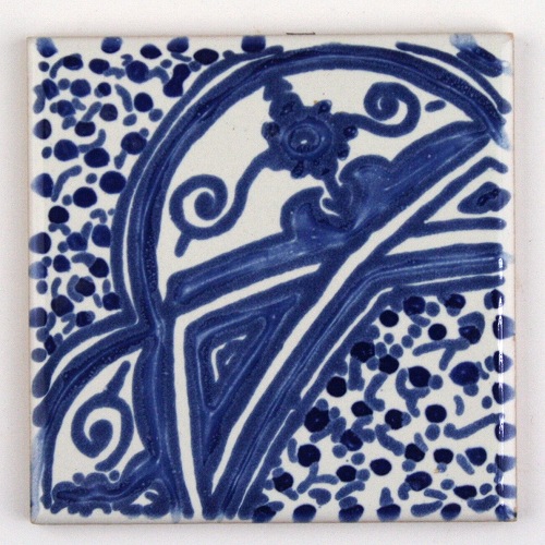 CARO チュニジア手描きブルータイル 10x10 薄 02