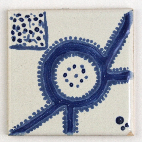 CARO チュニジア手描きブルータイル 10x10 薄 03