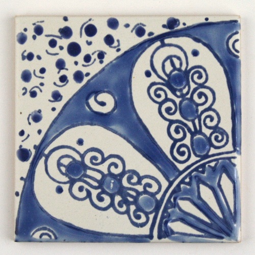 CARO チュニジア手描きブルータイル 10x10 薄 05