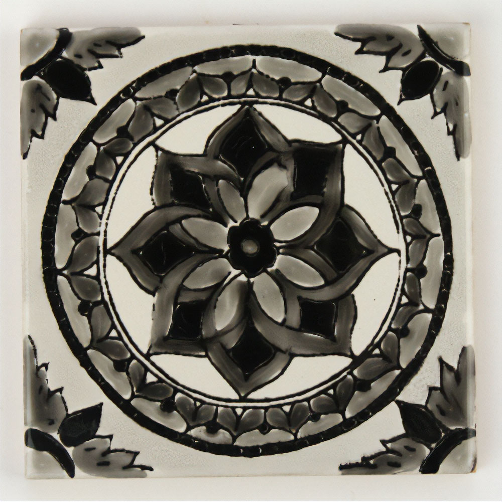 【SALE】CARO チュニジア手描きモノトーンタイル 10x10 薄 01 @800→540