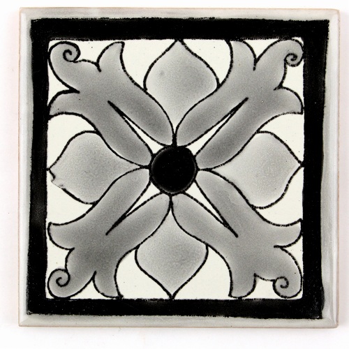 【SALE】CARO チュニジア手描きモノトーンタイル 10x10 薄 03 @800→540