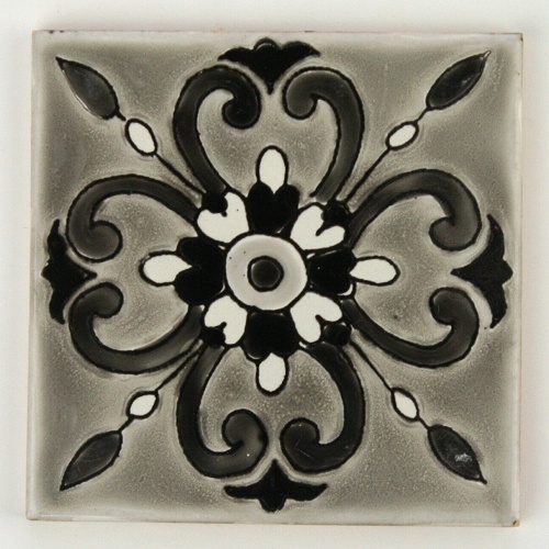 【SALE】CARO チュニジア手描きモノトーンタイル 10x10 薄 04 @800→540