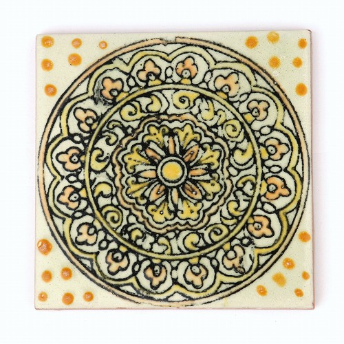 CARO チュニジア手描きタイル 10x10 薄 ひび入り薄緑