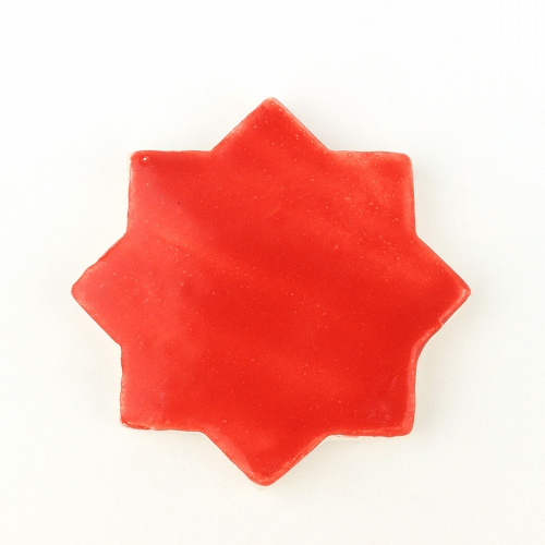 チュニジア小タイル無地　星　赤