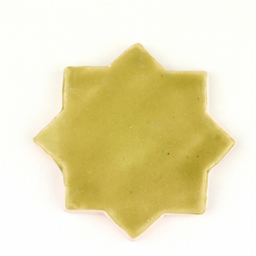 チュニジア小タイル無地　星　オリーブ