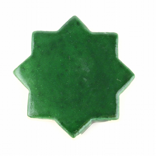 チュニジア小タイル無地　星　緑