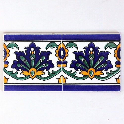 チュニジアプリントタイル 10x20 端ABDALLAH