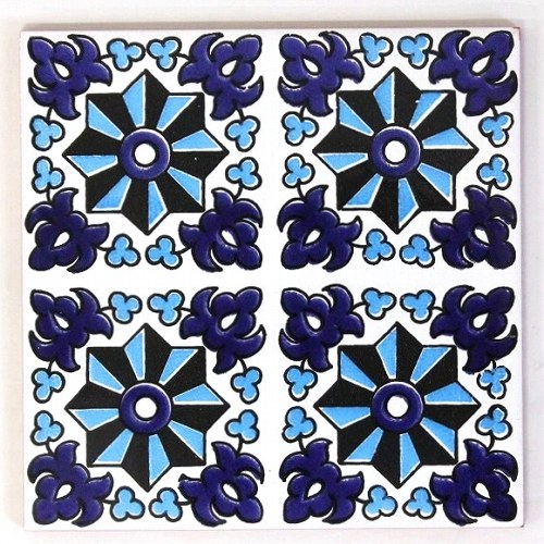 チュニジアプリントタイル 15x15 MINI GAZELLE BLUE