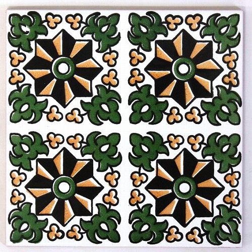 チュニジアプリントタイル 15x15 MINI GAZELLE VERT