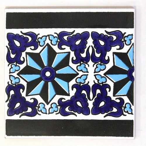 チュニジアプリントタイル 15x15端BORD MINI GAZELLE BLUE