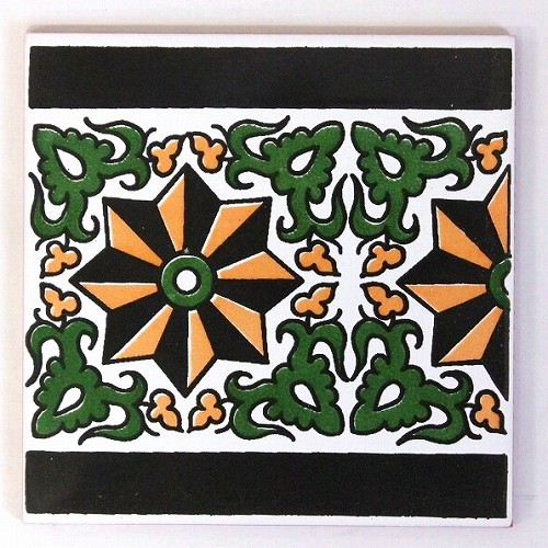 チュニジアプリントタイル 15x15端BORD MINI GAZELLE VERT