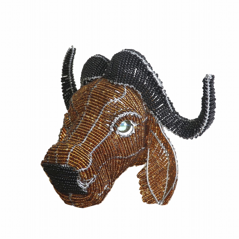 ジンバブエ ビーズアニマル ウォールデコ バッファロー