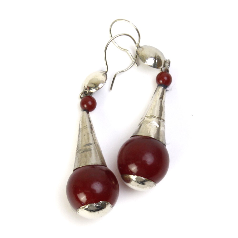 円型ガラスピアス 07赤L