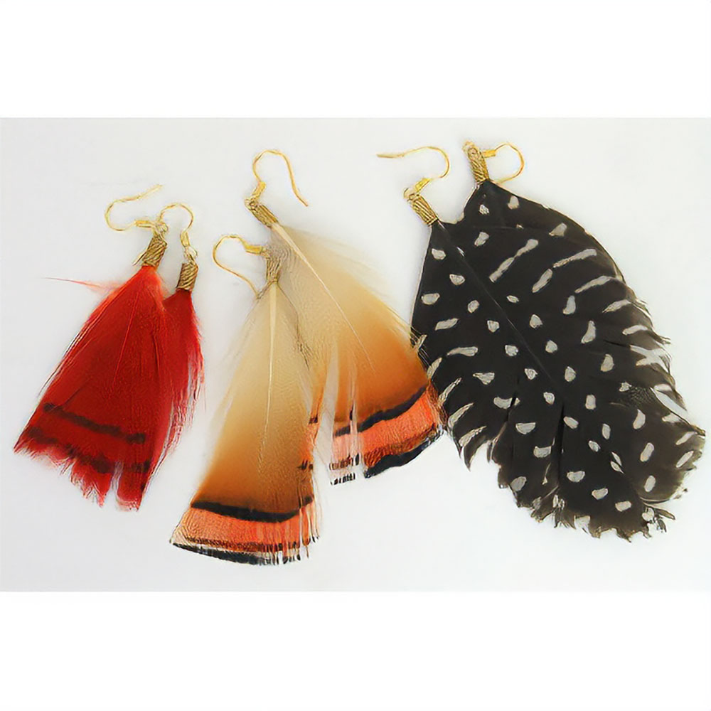 アフリカ鳥の羽ピアス