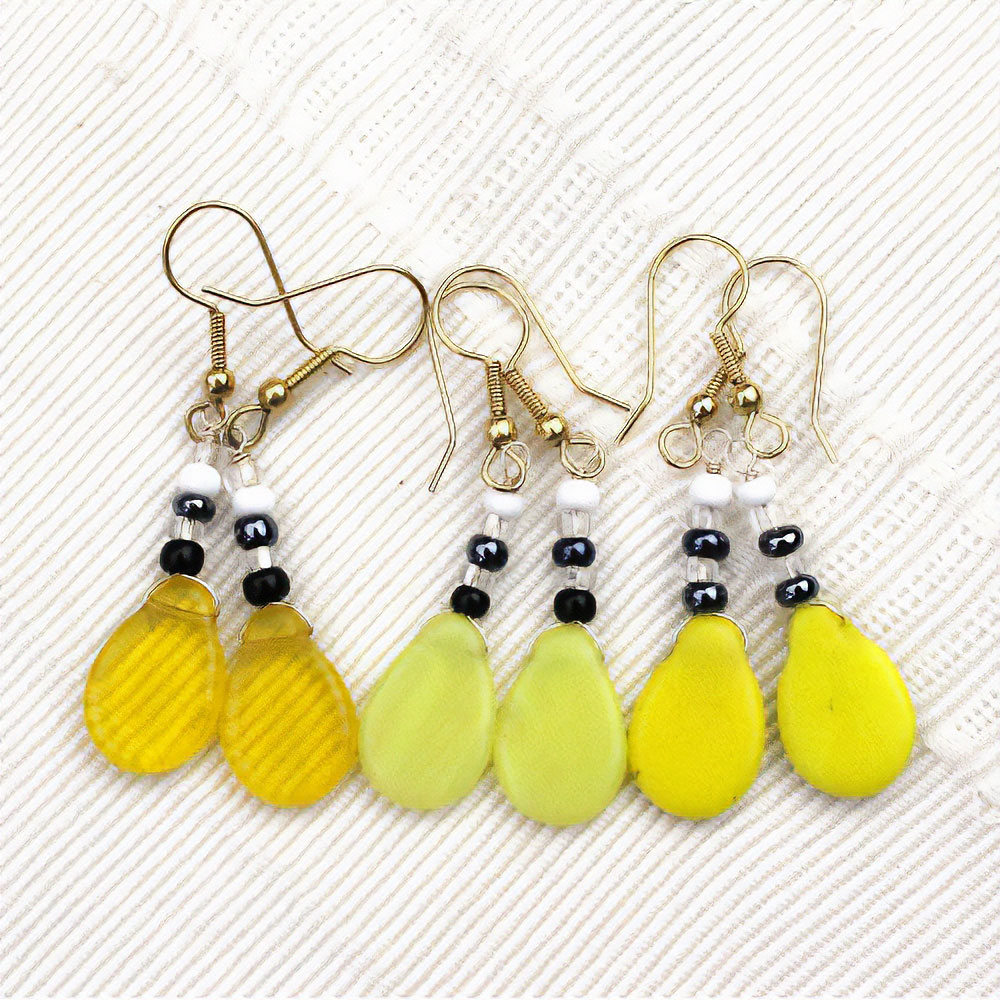 電球玉ピアス 黄 アソート