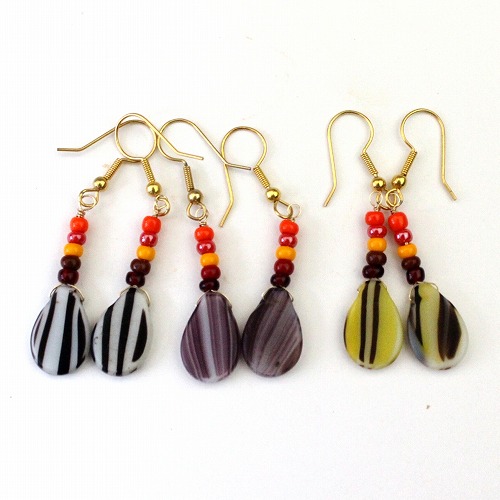 電球玉ピアス ストライプ アソート