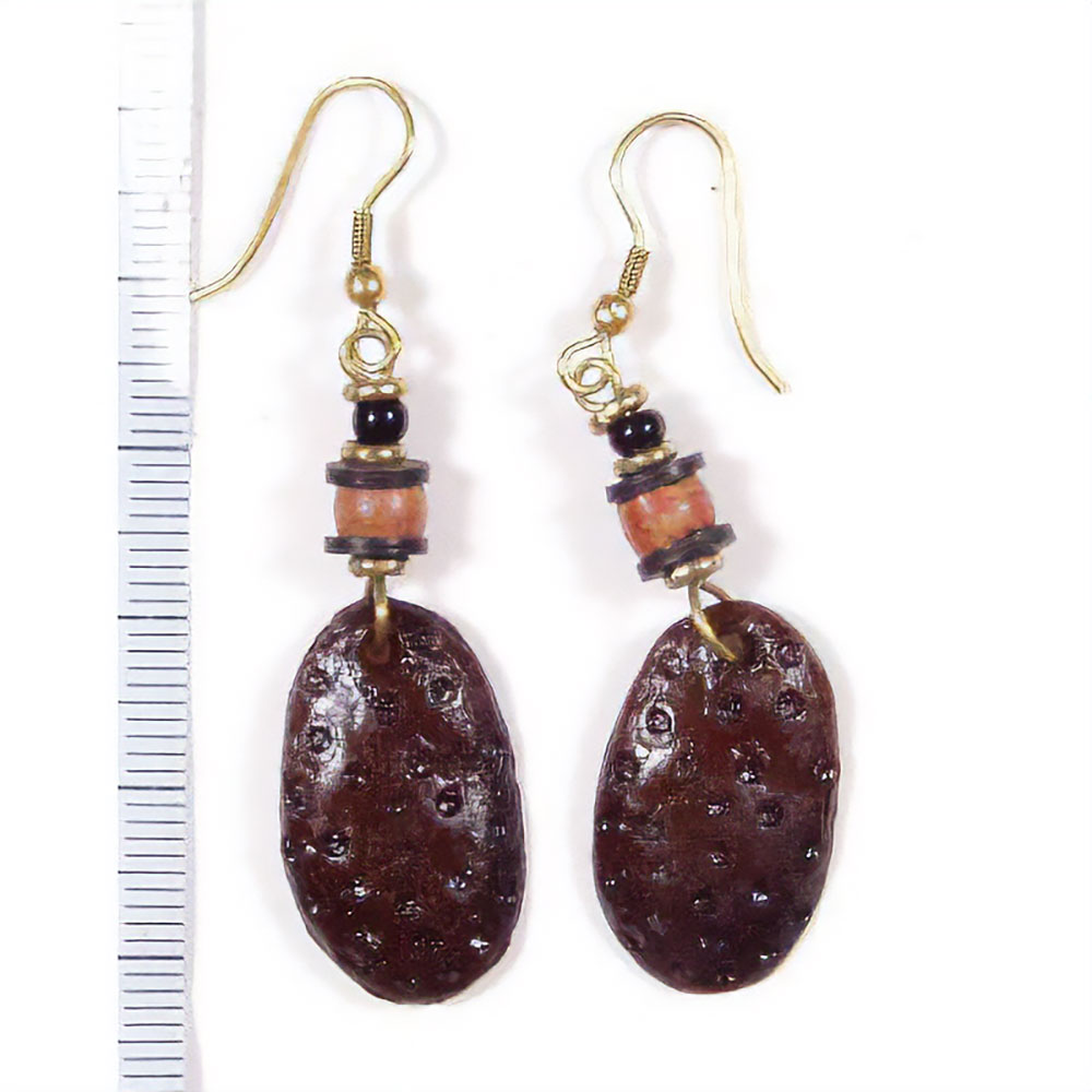 楕円茶ビーズボルカニックピアス\800→\500