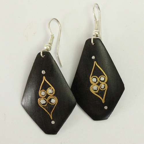 黒檀象嵌ピアス菱形