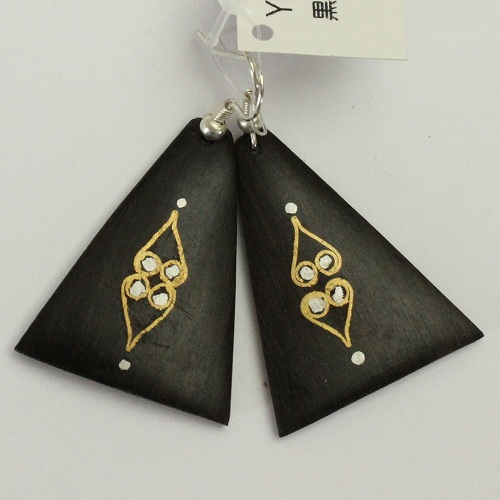 黒檀象嵌ピアス三角