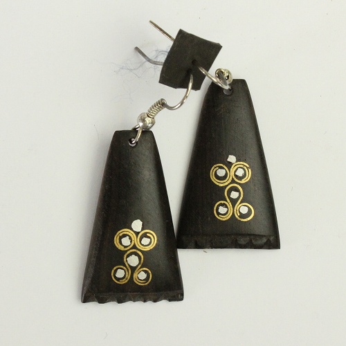 黒檀象嵌ピアス台形