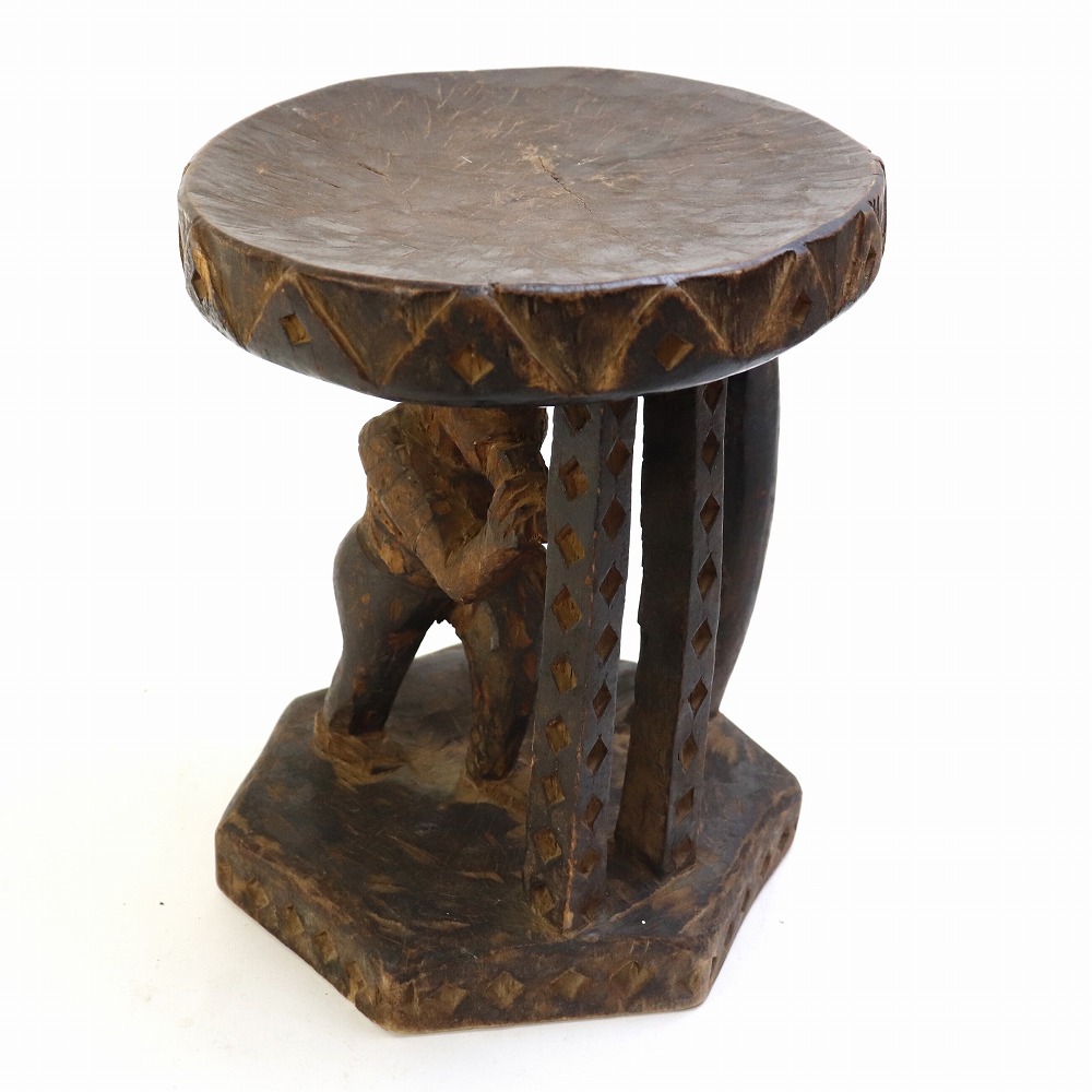 ジンバブエトンガスツール 中 アニマルベース 一点物_05